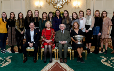 President Michael D. Higgins announces his support of 20×20 at reception of All Ireland winning Cork Camaogie Squad